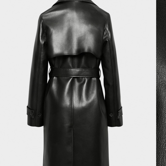 SOLD Aritzia Tabloid leather trench coat BLACK - Picture 2 of 2